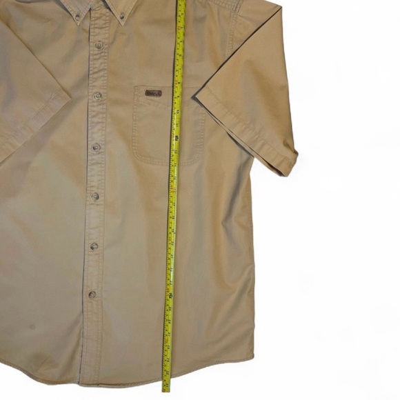 Carhartt Shirt Mens Large Tan/Beige Workwear Button Up Short Sleeve Cotton - Picture 4 of 9